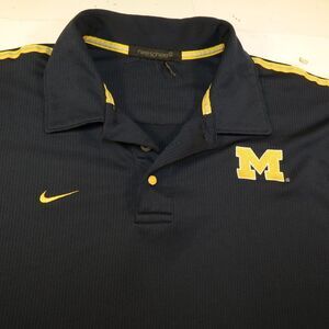 MICHIGAN WOLVERINES FOOTBALL COLLEGE POLO SHIRT Mens L Go Blue nike
